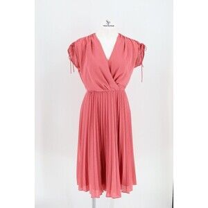Gal Meets Glam Women Size 4 Pink Gingham Zelda Fit & Flare Cap Sleeve Dress